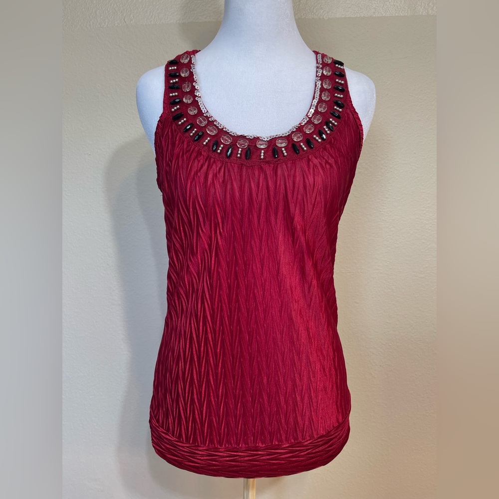Y2K HeartSoul Rich Red Embellished Tank Top M